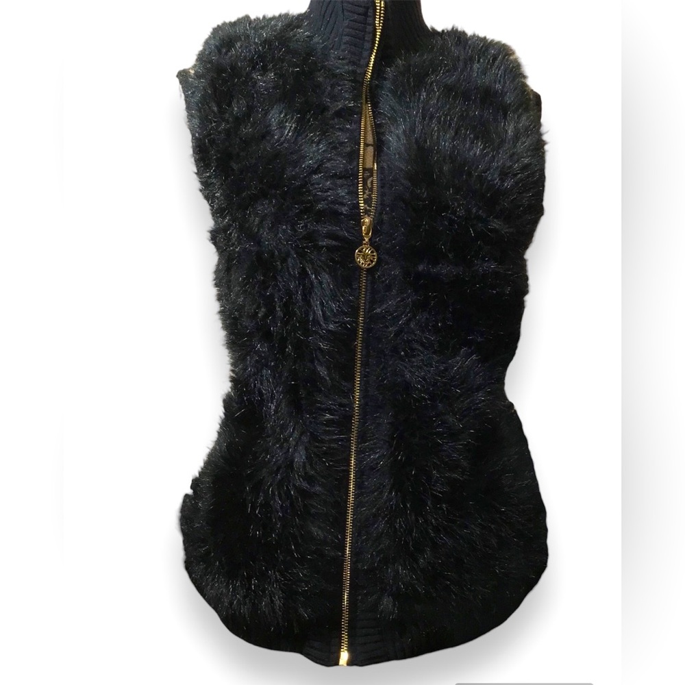 ‼️SOLD‼️Vintage Anne Klein Black Faux Fur Vest w/Knit Sweater Back-IMMACULATE!! - Picture 11 of 11